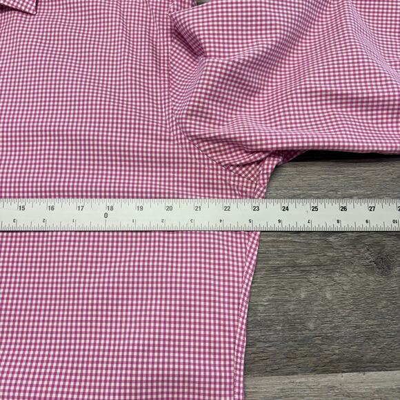 Hammer Made Pink White Gingham Plaid Mens M Button Down Long Sleeve Dress Shirt - Picture 6 of 11